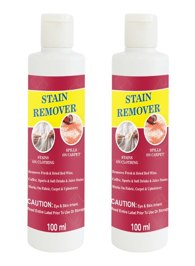 TOOVUS Red Fabric Stain Remover | Cleaning Solution for Clothes, Fabrics, Upholstery, Towels, Curtains, Bedsheets and Everyday Washable Items | Pack of 2 | 100 ml Each - Image 1